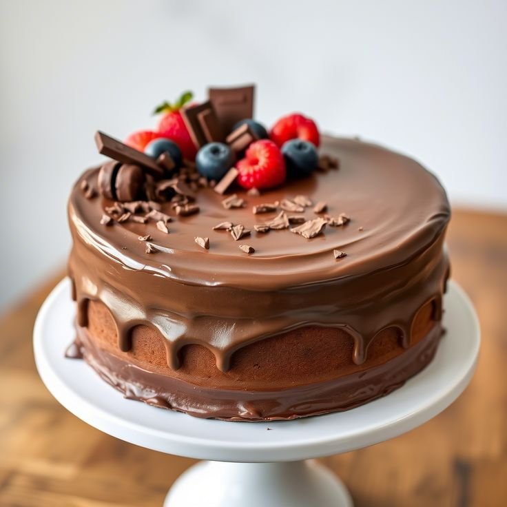 Freshly baked chocolate  cake with chocolate garnish with burry,best cake shop in kottakkal